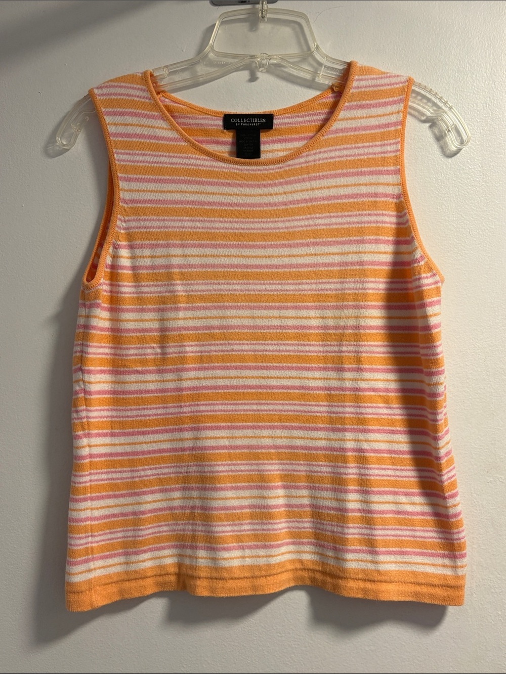 Sleeveless Striped Tank Top - Orange & Pink